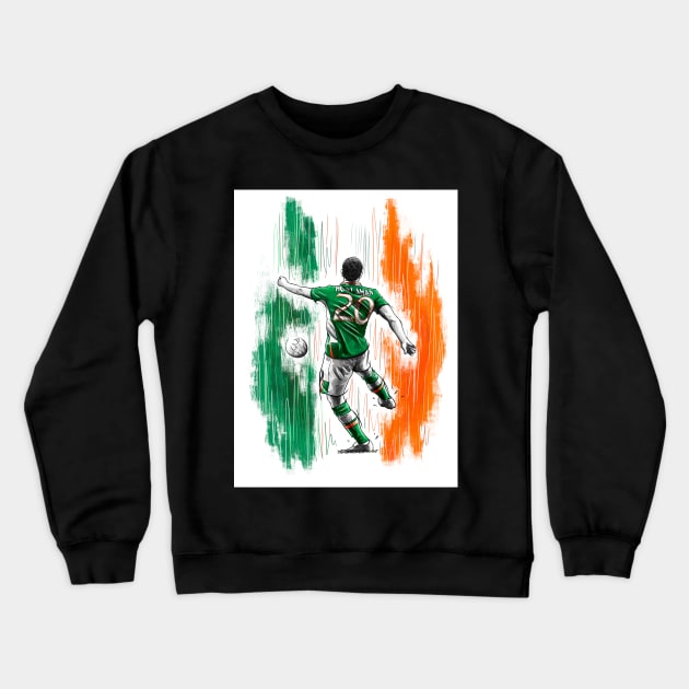 Wes Hoolahan - Ireland Euro 2016 Football Artwork Crewneck Sweatshirt by barrymasterson